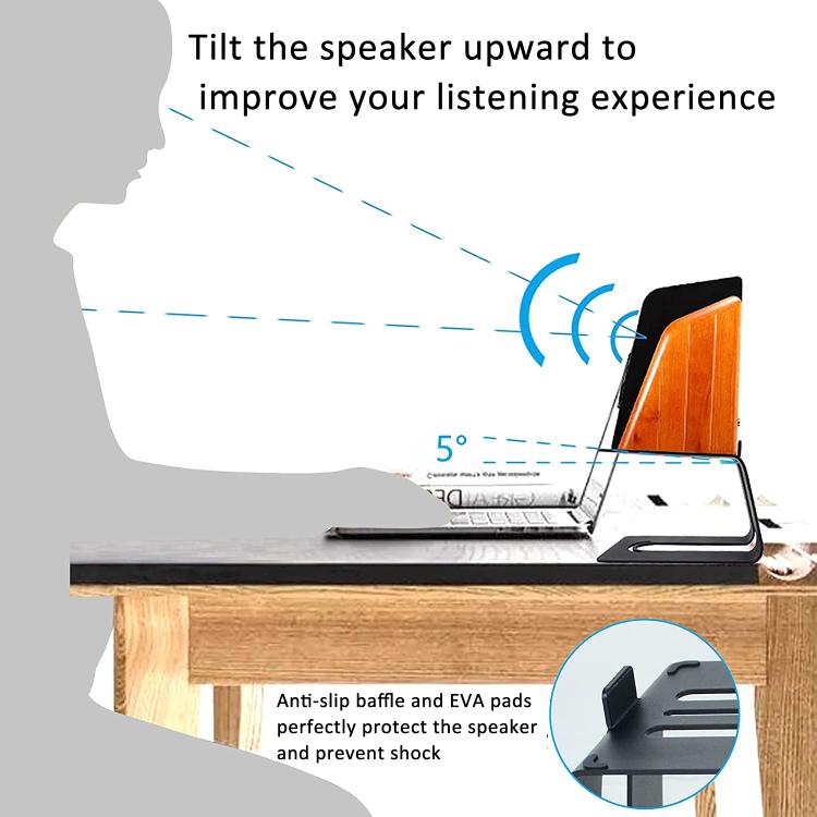 Metal Desktop Speaker Stand Vibration Damping Tilted Studio Monitor Speaker Bracket - Black