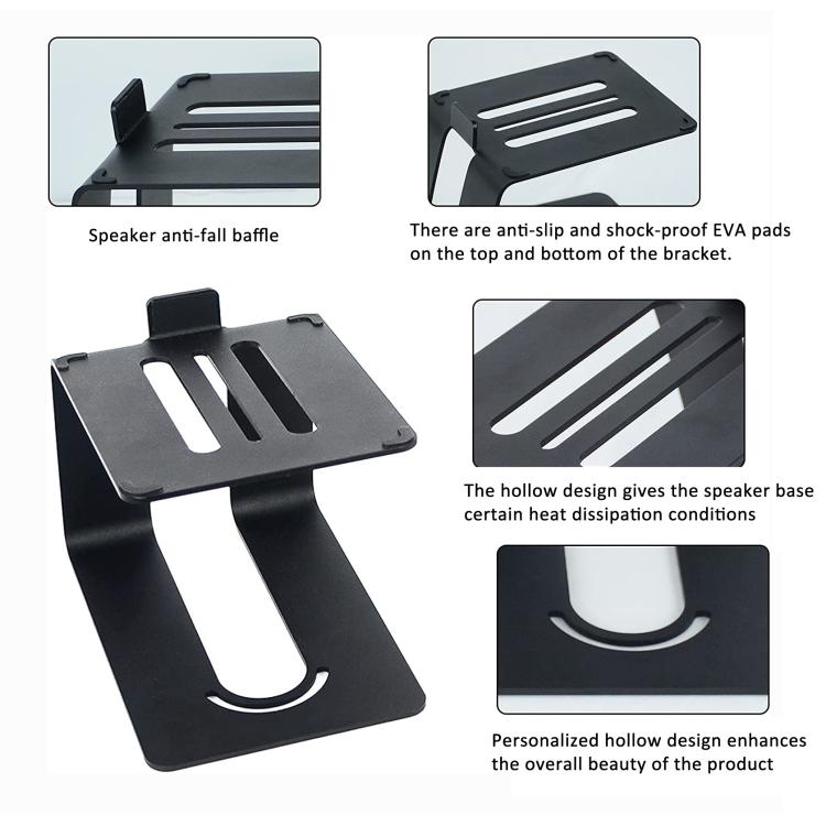 Metal Desktop Speaker Stand Vibration Damping Tilted Studio Monitor Speaker Bracket - Black