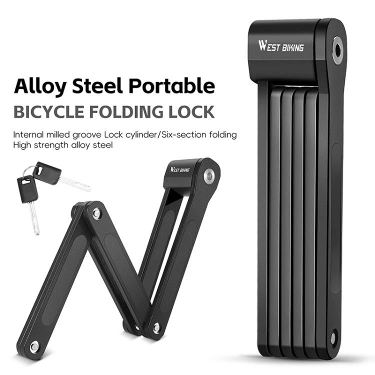 WEST BIKING Bicycle Folding Lock Anti-theft Equipment For Cycling - Black