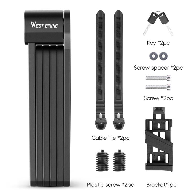 WEST BIKING Bicycle Folding Lock Anti-theft Equipment For Cycling - Black