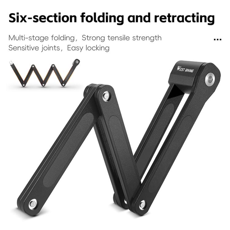 WEST BIKING Bicycle Folding Lock Anti-theft Equipment For Cycling - Black