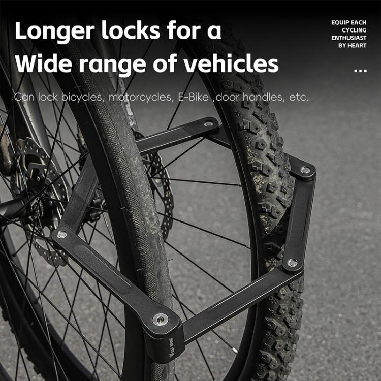WEST BIKING Bicycle Folding Lock Anti-theft Equipment For Cycling - Black