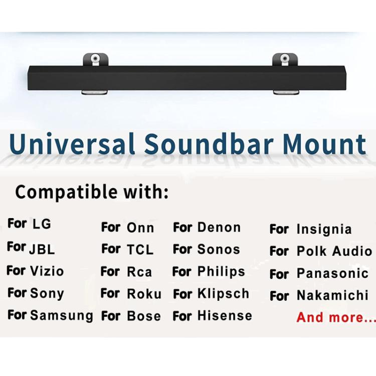Universal Wall Mount Sound Bar Bracket For Speakers Within 5.1 Inch In Width - Black