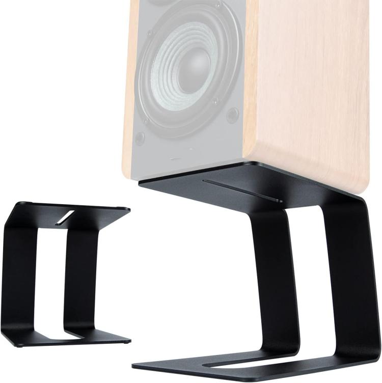 Metal Desktop Speaker Stand Vibration Damping Tilted Studio Monitor Speaker Bracket - Black