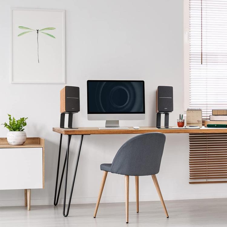 Metal Desktop Speaker Stand Vibration Damping Tilted Studio Monitor Speaker Bracket - Black