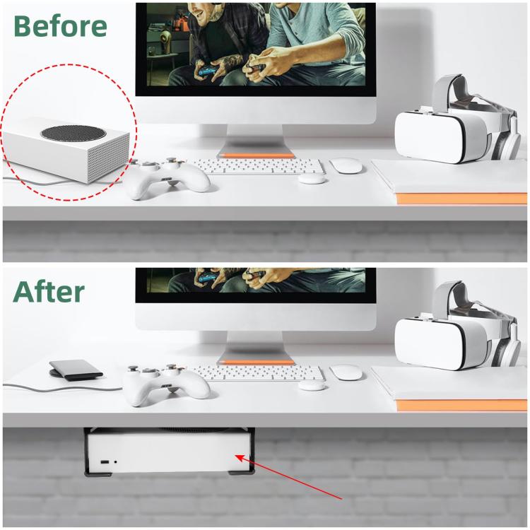 For Xbox One S / X, Xbox 360 Under Desk Storage Stand Rack - Black