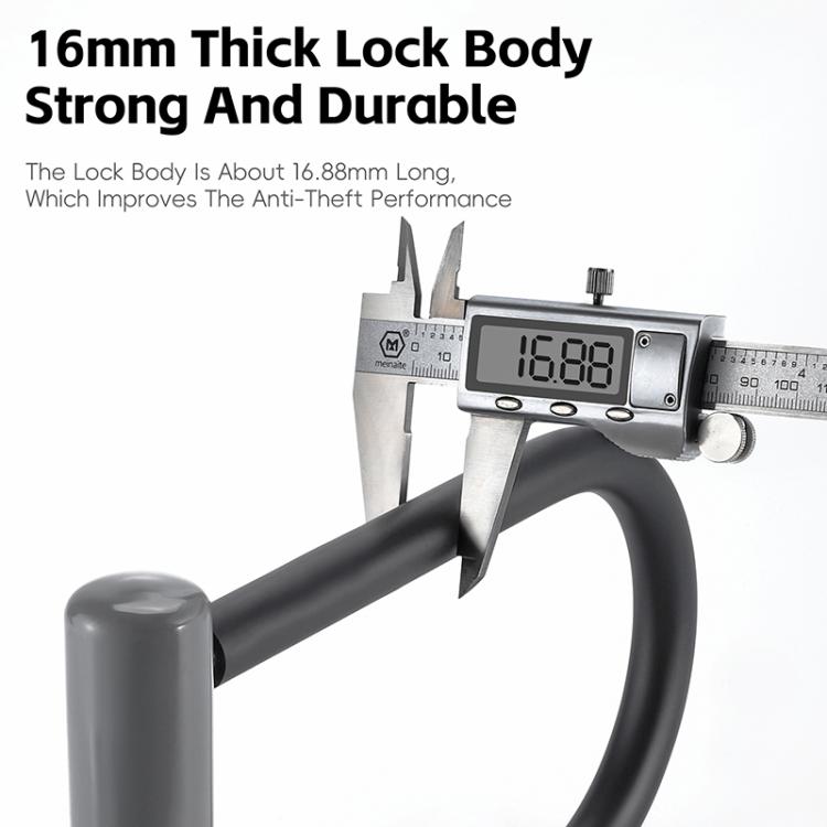 WEST BIKING Bicycle Motorcycle Anti-theft Double-opening U-shaped Mortise Lock - Black Gray