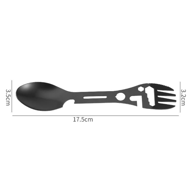 2pcs 10 In 1 Outdoor Camping Picnic Multifunctional Portable Fork and Spoon Tool - Black