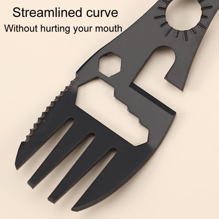 2pcs 10 In 1 Outdoor Camping Picnic Multifunctional Portable Fork and Spoon Tool - Black