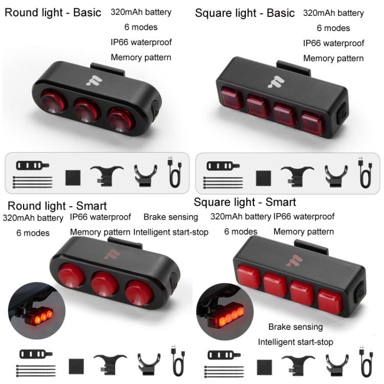 WEST BIKING Bicycle Night Riding Long Endurance Warning Brake Taillight, Style: Round Light Basic