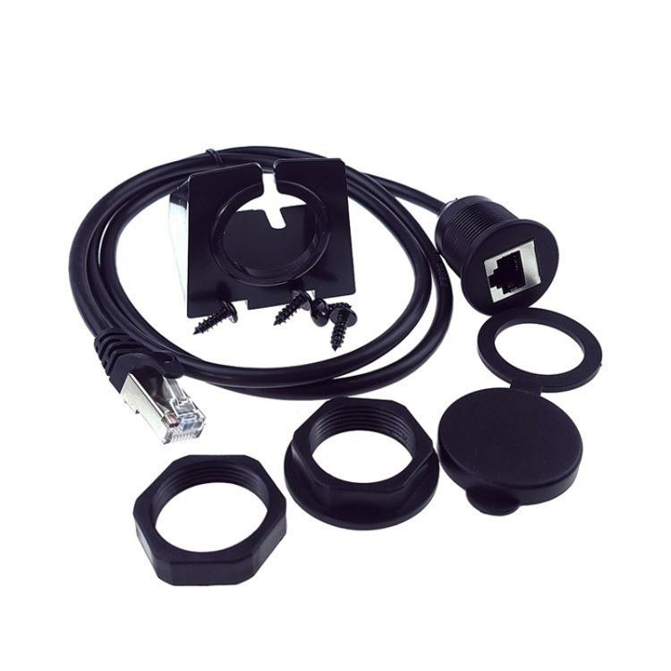 1m RJ45 CAT5e Ultra Category 5 Cable Round Single Port Male To Female Car Waterproof Cable