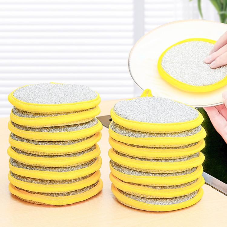 10pcs /Pack Double Side Dishwashing Sponge Non-Scratch Scrub Cleaning Tool - Random Color Delivery