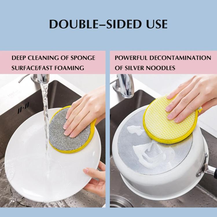 10pcs /Pack Double Side Dishwashing Sponge Non-Scratch Scrub Cleaning Tool - Random Color Delivery