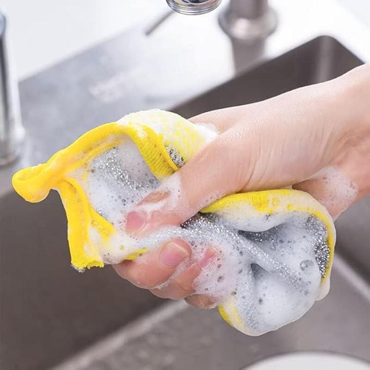 10pcs /Pack Double Side Dishwashing Sponge Non-Scratch Scrub Cleaning Tool - Random Color Delivery