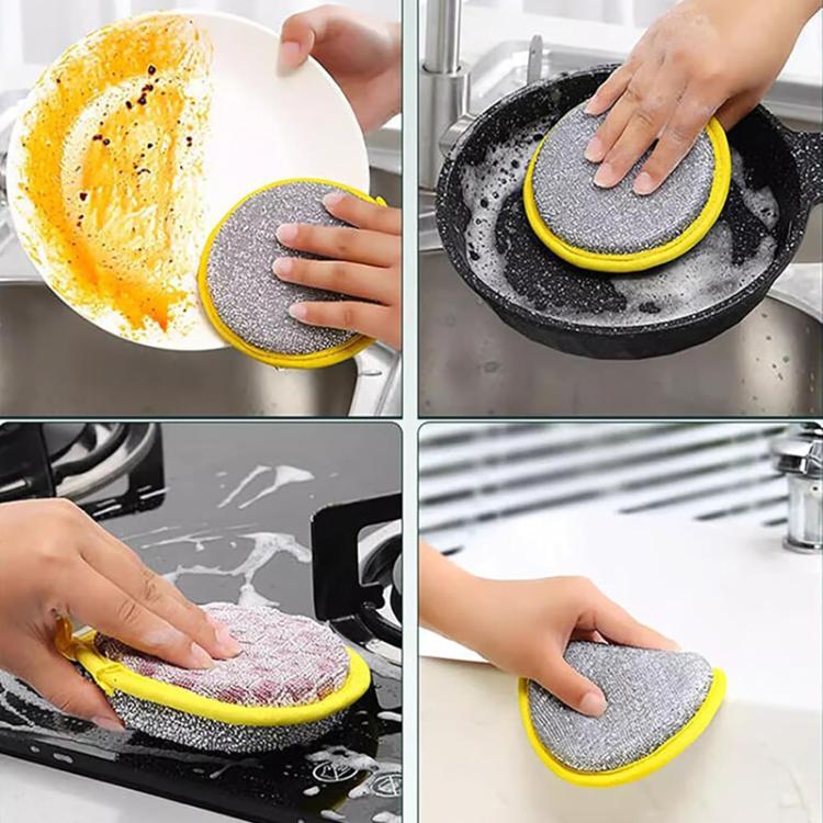 10pcs /Pack Double Side Dishwashing Sponge Non-Scratch Scrub Cleaning Tool - Random Color Delivery