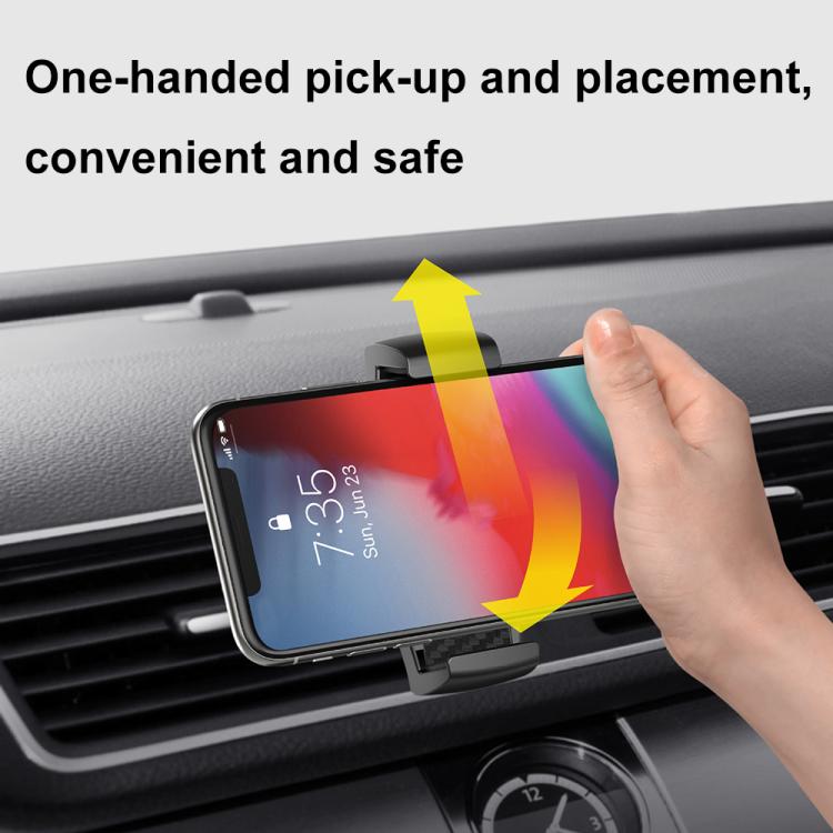 Car Air Conditioning Outlet Anti-shake Rotating Navigation Mobile Phone Holder - Carbon Fiber Black