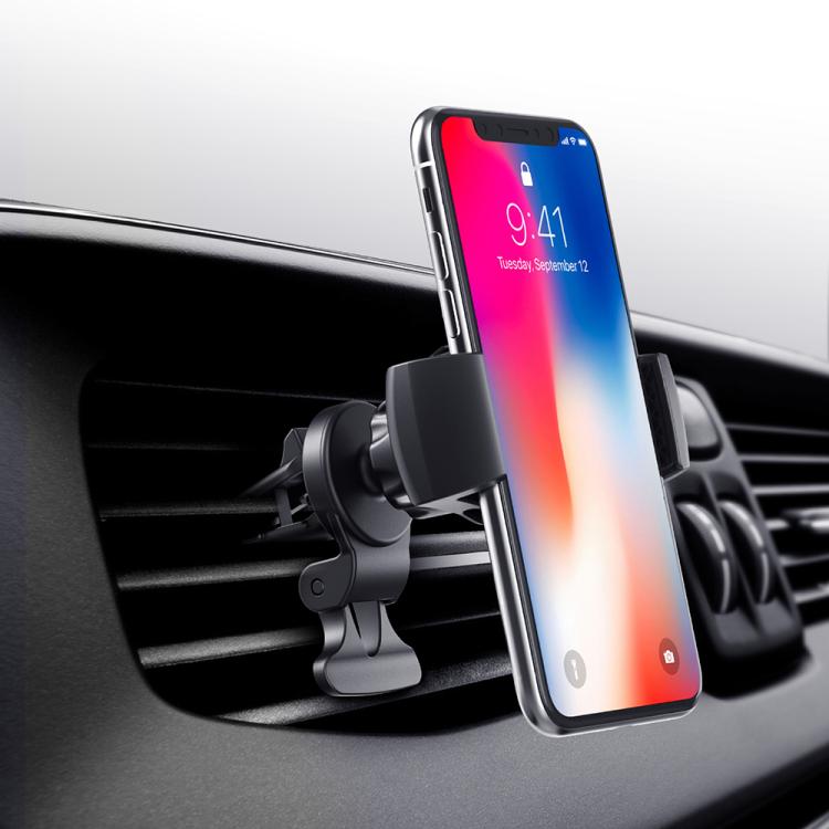 Car Air Conditioning Outlet Anti-shake Rotating Navigation Mobile Phone Holder - Carbon Fiber Black