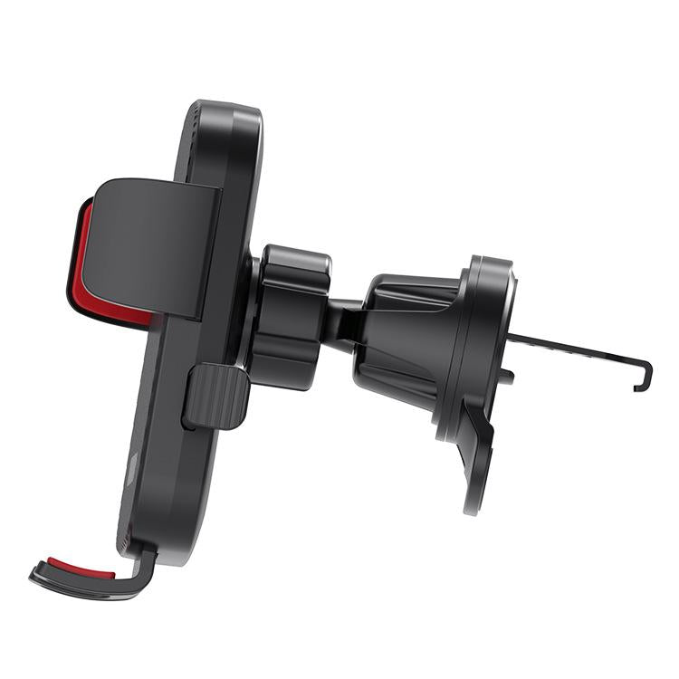 360-degree Rotating Car Air Outlet Telescopic Hook Press Automatic Lock Phone Holder - Black Red