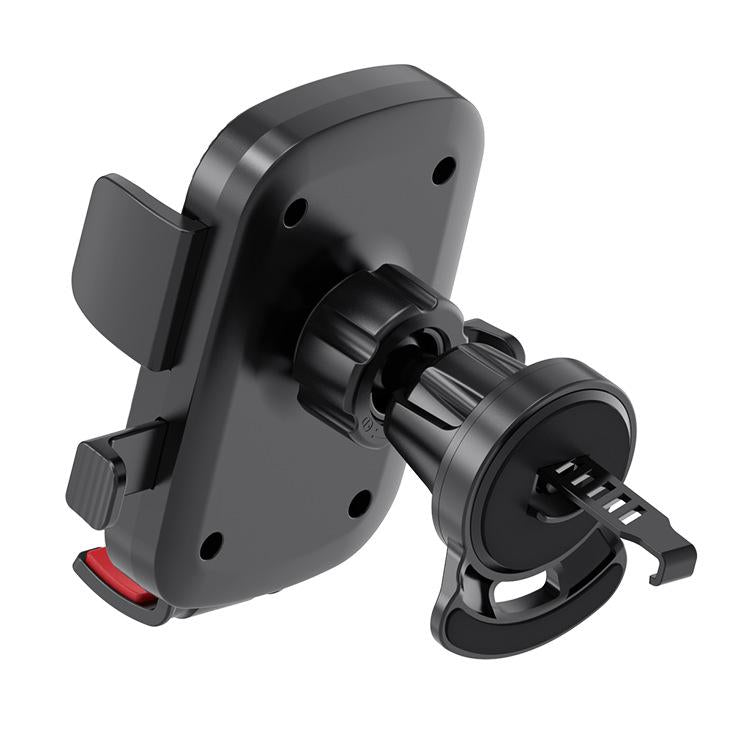 360-degree Rotating Car Air Outlet Telescopic Hook Press Automatic Lock Phone Holder - Black Red