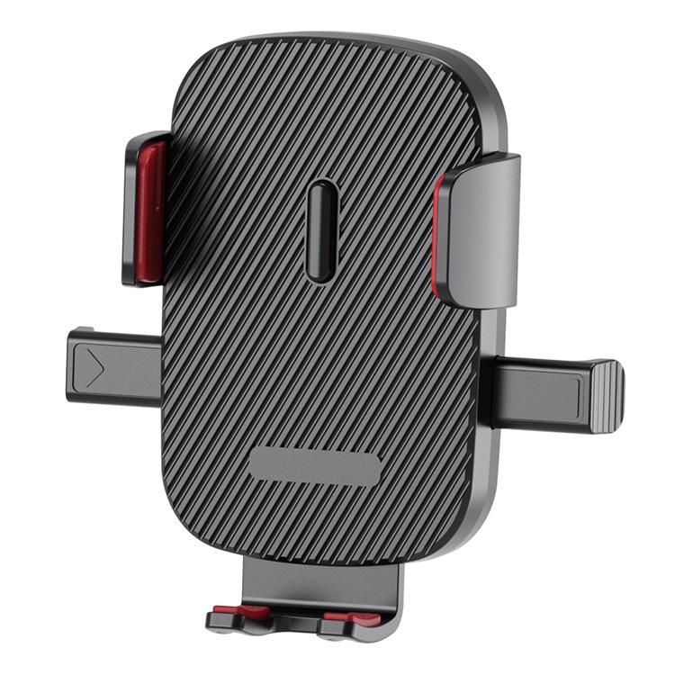 360-degree Rotating Car Air Outlet Telescopic Hook Press Automatic Lock Phone Holder - Black Red