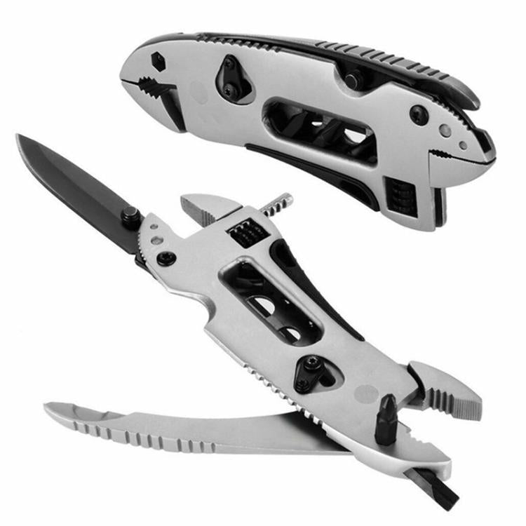 Outdoor Camping Portable Multifunctional Pliers Wrench Screwdriver Combination Tool - Silver