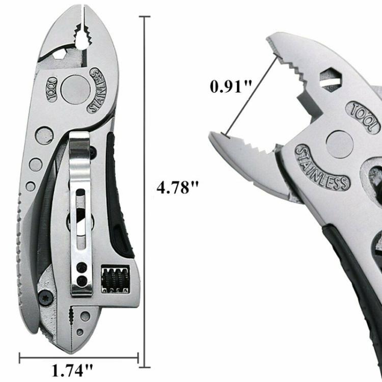 Outdoor Camping Portable Multifunctional Pliers Wrench Screwdriver Combination Tool - Silver