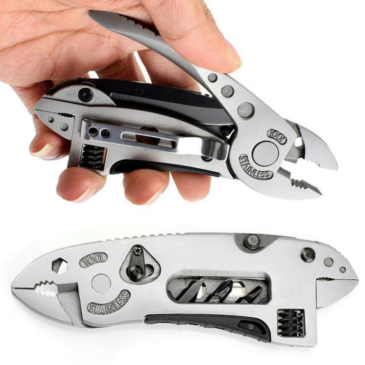 Outdoor Camping Portable Multifunctional Pliers Wrench Screwdriver Combination Tool - Silver