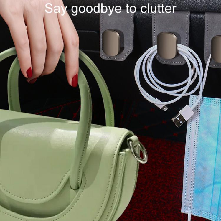 Car Fur Leather Passenger Front Organizer Hooks, Style: Dual Hook Brown