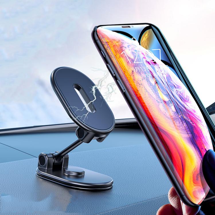 Foldable Magnetic Car Phone Holder Mount Multi-angle Adjustable Cellphone Navigation Bracket - Black