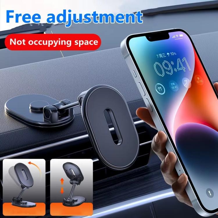 Foldable Magnetic Car Phone Holder Mount Multi-angle Adjustable Cellphone Navigation Bracket - Black