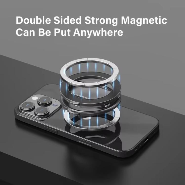 Foldable Double-sided Magnetic Phone Holder Gym Car Universal Stand, Spec: Mirror Type Silver