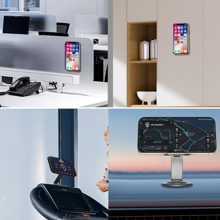 Foldable Double-sided Magnetic Phone Holder Gym Car Universal Stand, Spec: Mirror Type Silver