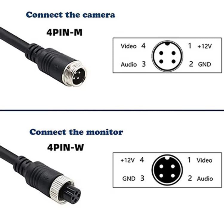 4 Pin Aviation Male To RCA Male DC Male Car Camera Adapter Connector Wire 50cm