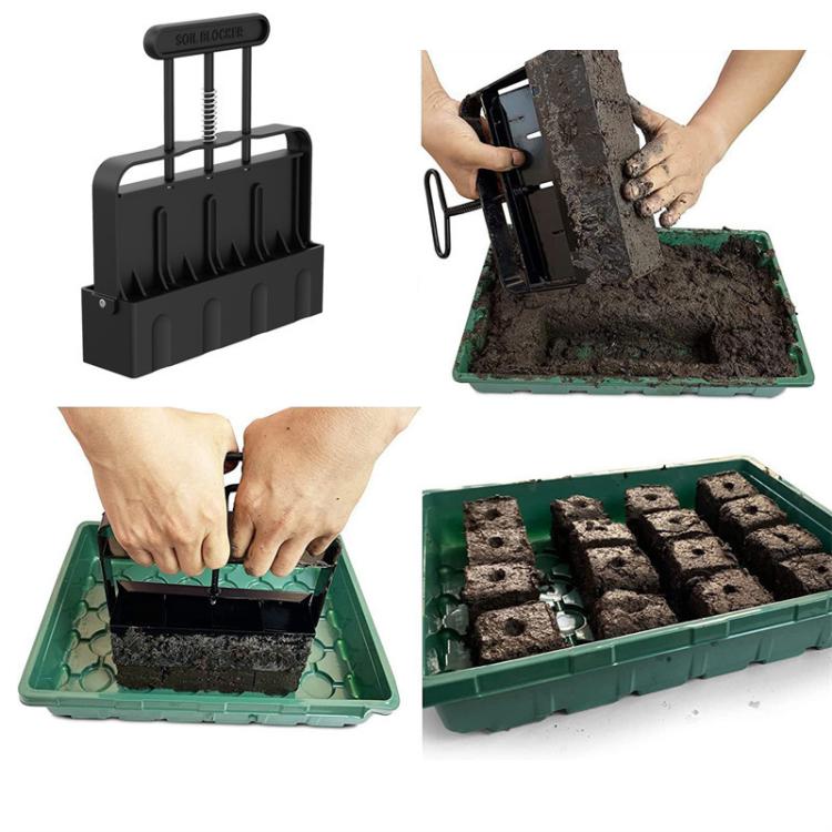 Handheld Seedling Planter Sowing Tool Soil Blocker - Black