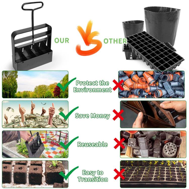 Handheld Seedling Planter Sowing Tool Soil Blocker - Black