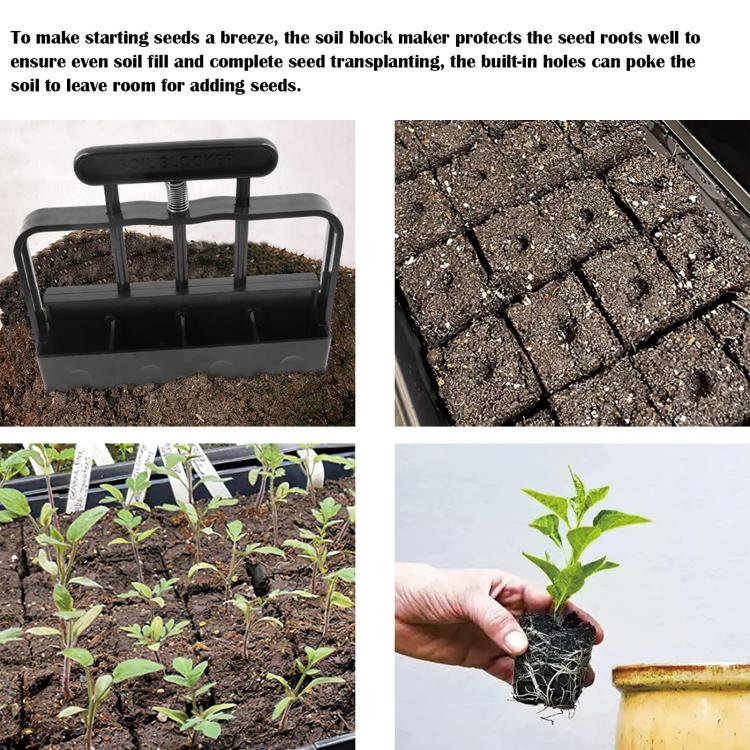 Handheld Seedling Planter Sowing Tool Soil Blocker - Black