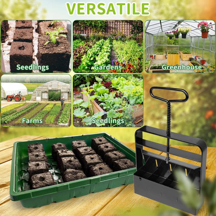 Handheld Seedling Planter Sowing Tool Soil Blocker - Black