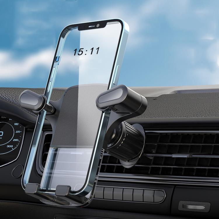 Gravity Car Mobile Phone Holder Air Outlet Fixed Clip Navigation Bracket - Black