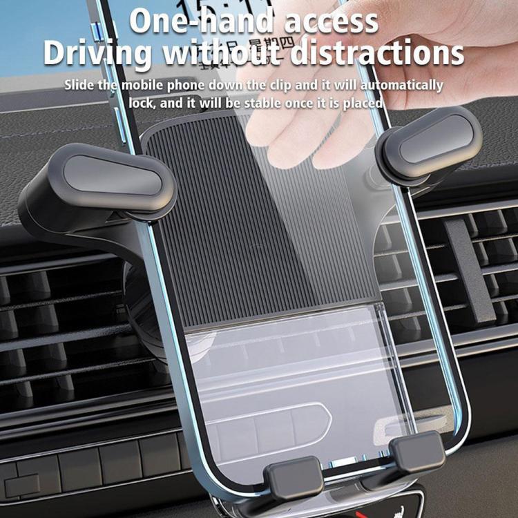 Gravity Car Mobile Phone Holder Air Outlet Fixed Clip Navigation Bracket - Black