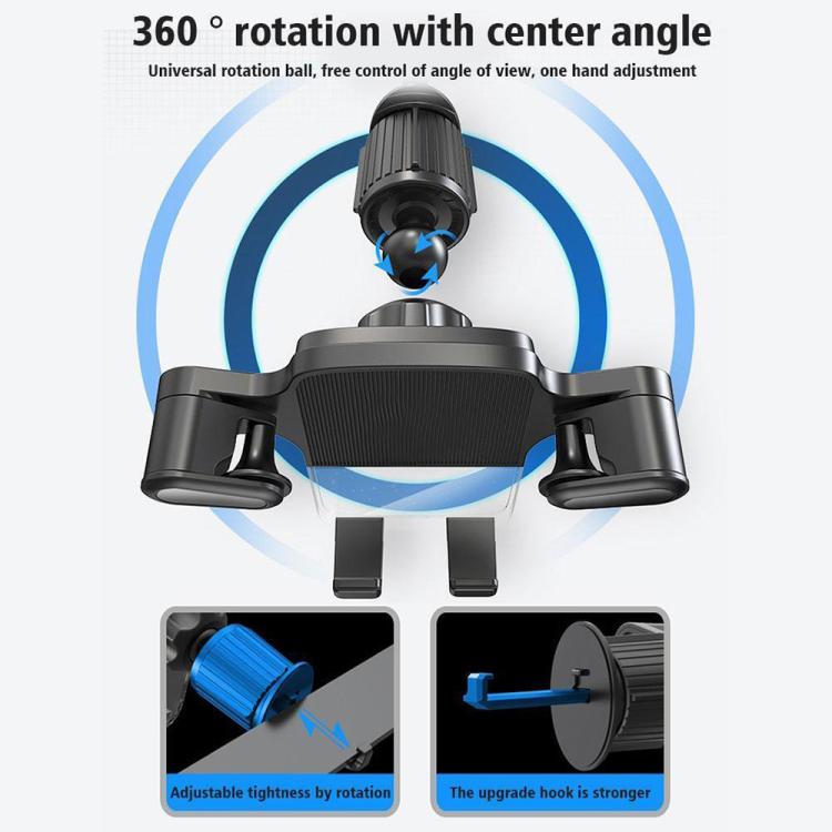 Gravity Car Mobile Phone Holder Air Outlet Fixed Clip Navigation Bracket - Black