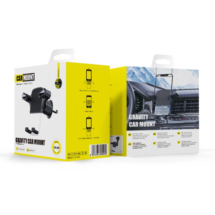Gravity Car Mobile Phone Holder Air Outlet Fixed Clip Navigation Bracket - Black