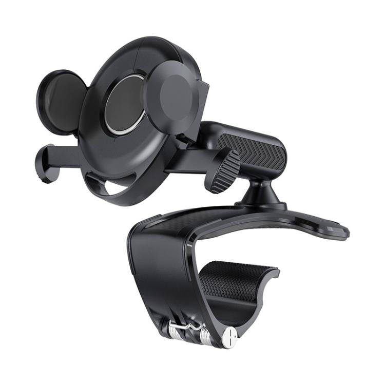 Car Dashboard Sun Visor Phone Mount Holder Center Console Navigation Bracket - Black