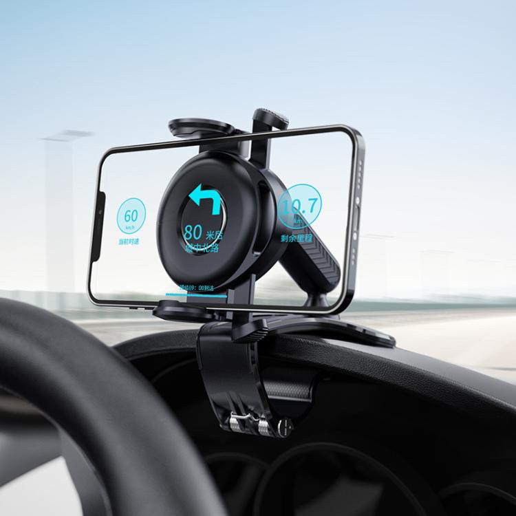 Car Dashboard Sun Visor Phone Mount Holder Center Console Navigation Bracket - Black