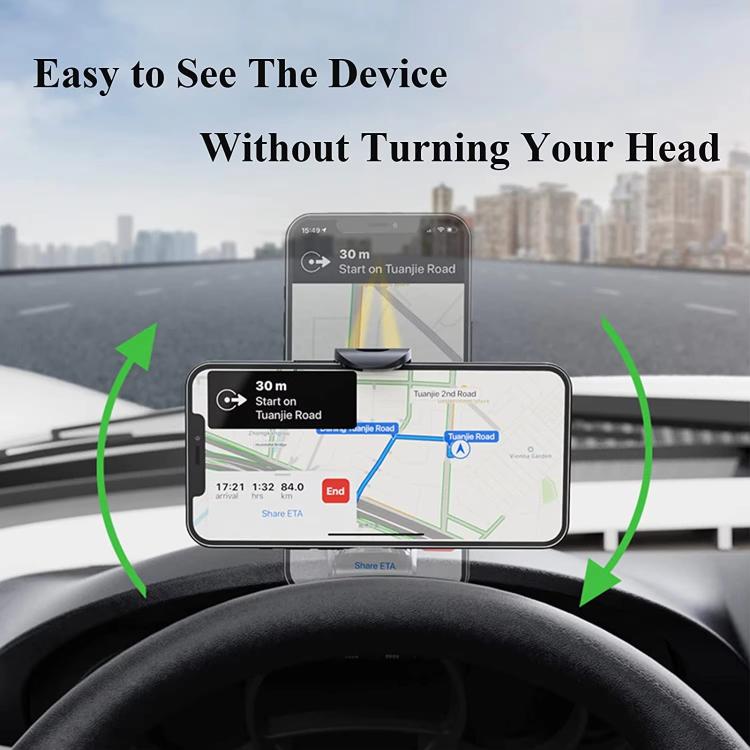 Car Dashboard Sun Visor Phone Mount Holder Center Console Navigation Bracket - Black