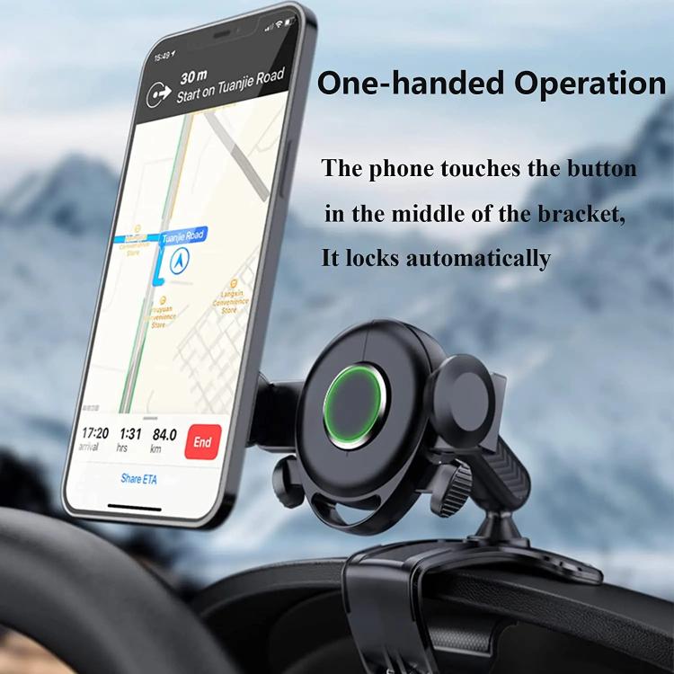 Car Dashboard Sun Visor Phone Mount Holder Center Console Navigation Bracket - Black