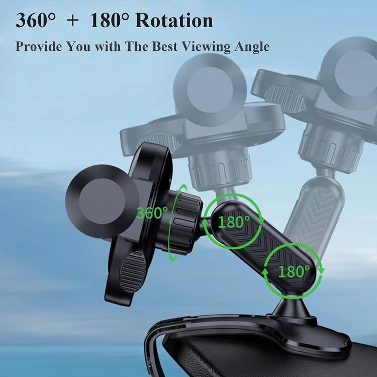 Car Dashboard Sun Visor Phone Mount Holder Center Console Navigation Bracket - Black