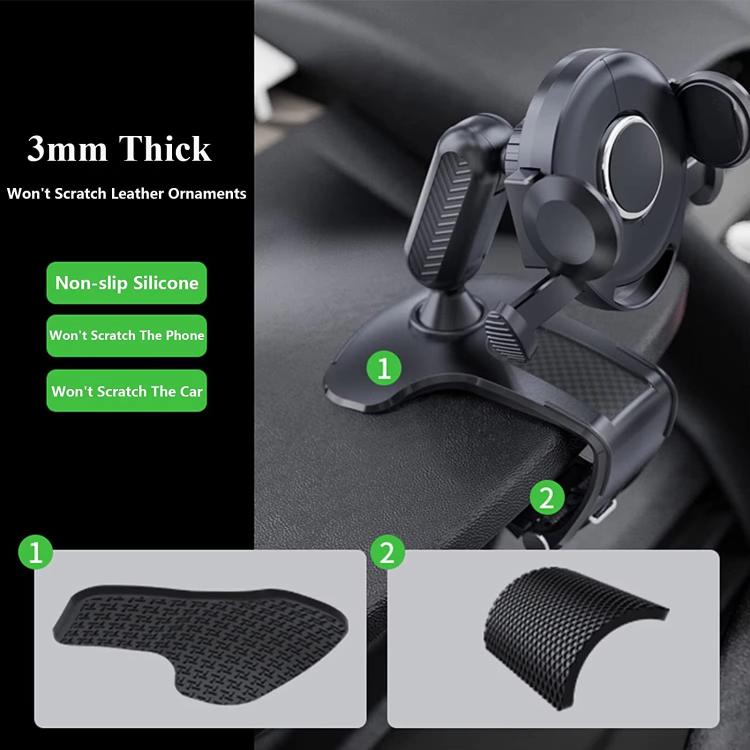Car Dashboard Sun Visor Phone Mount Holder Center Console Navigation Bracket - Black