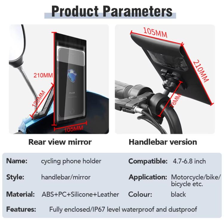 Bicycle Waterproof Phone Bag Mount Stand 360 Degree Rotation Motorcycle Bike Cellphone Holder, Spec: Handlebar Model