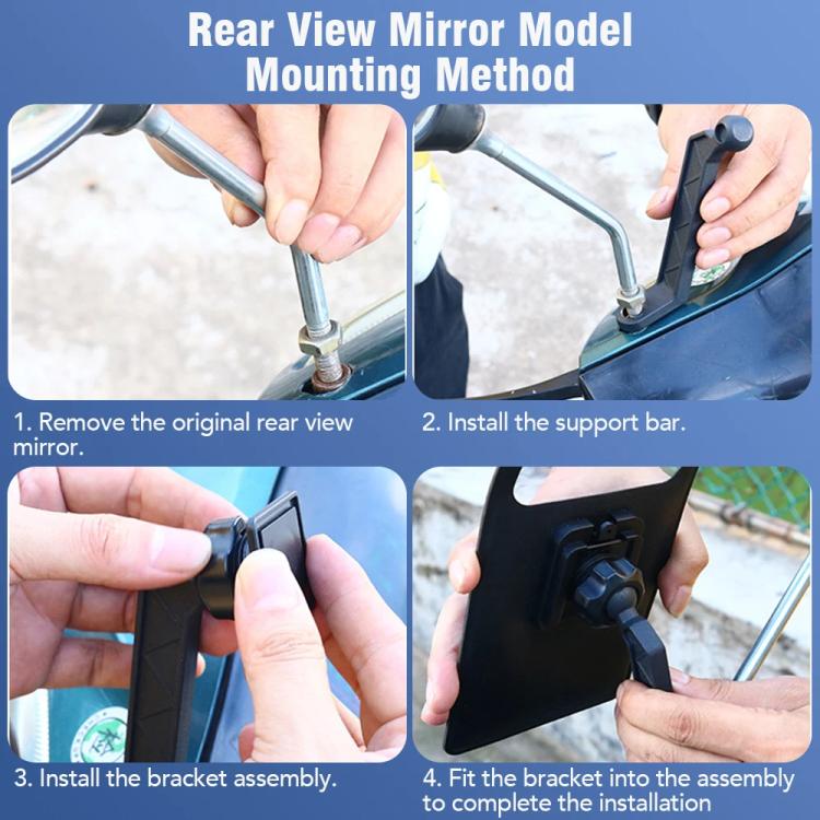 Bicycle Waterproof Phone Bag Mount Stand 360 Degree Rotation Motorcycle Bike Cellphone Holder, Spec: Rearview Mirror Model