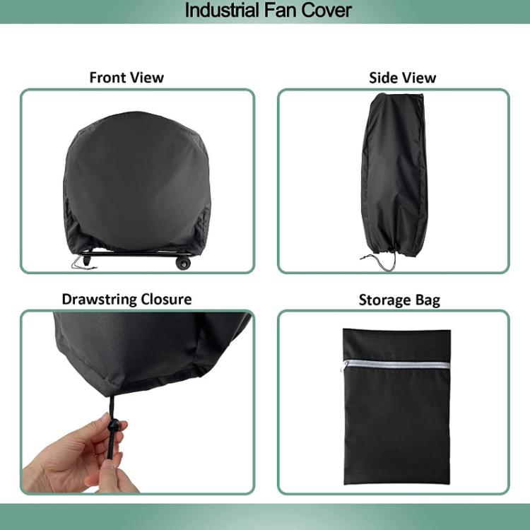 61 x 19 x 61cm Outdoor Industrial Fan Waterproof and Dustproof Protective Cover - Black